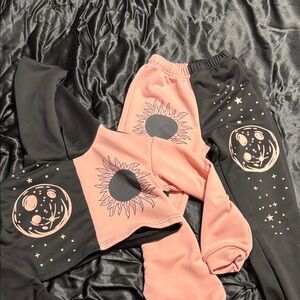 SHEIN Pink and Black Kids Matching Set